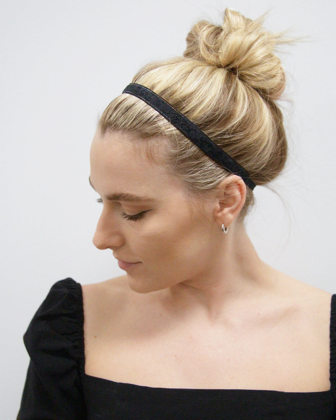 Black Scroll Solid - Skinny Headband