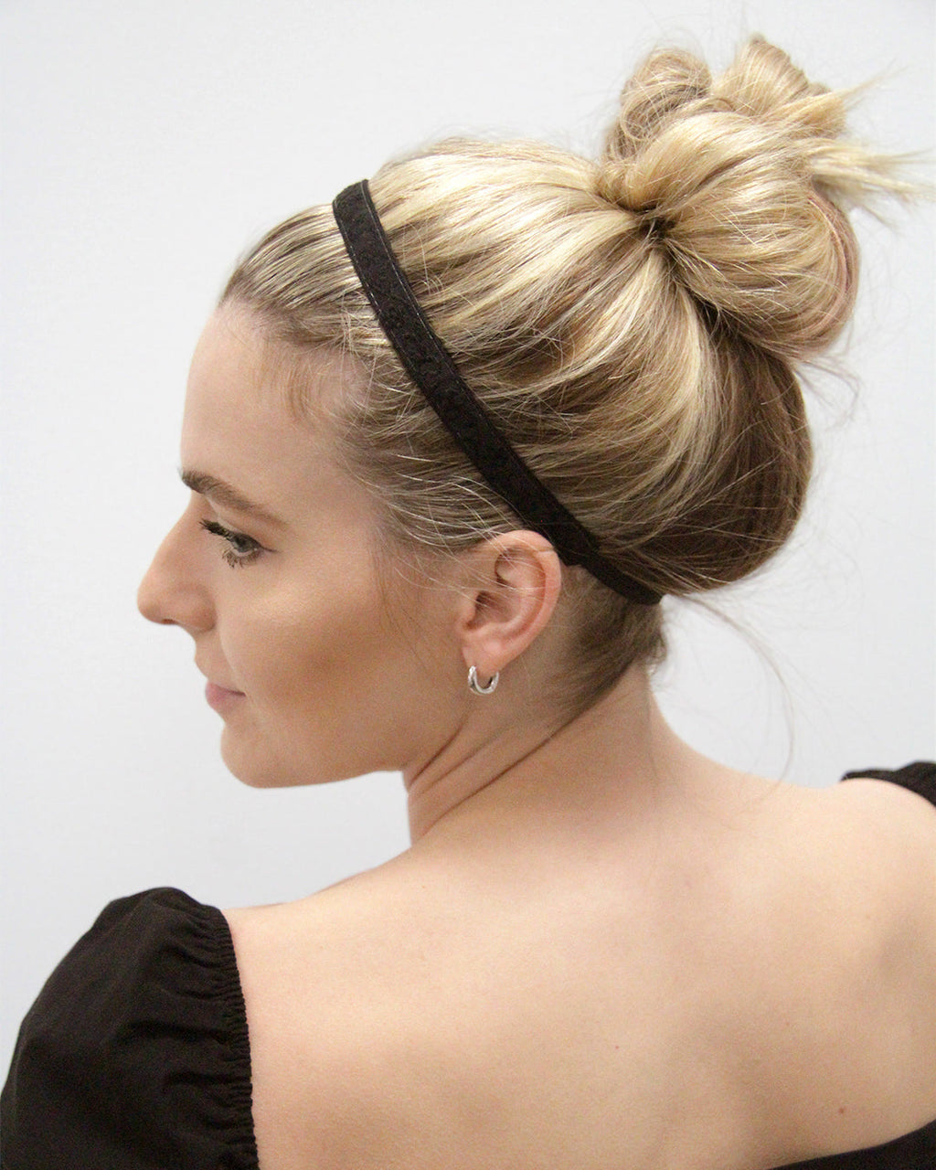 Black Scroll Solid - Skinny Headband