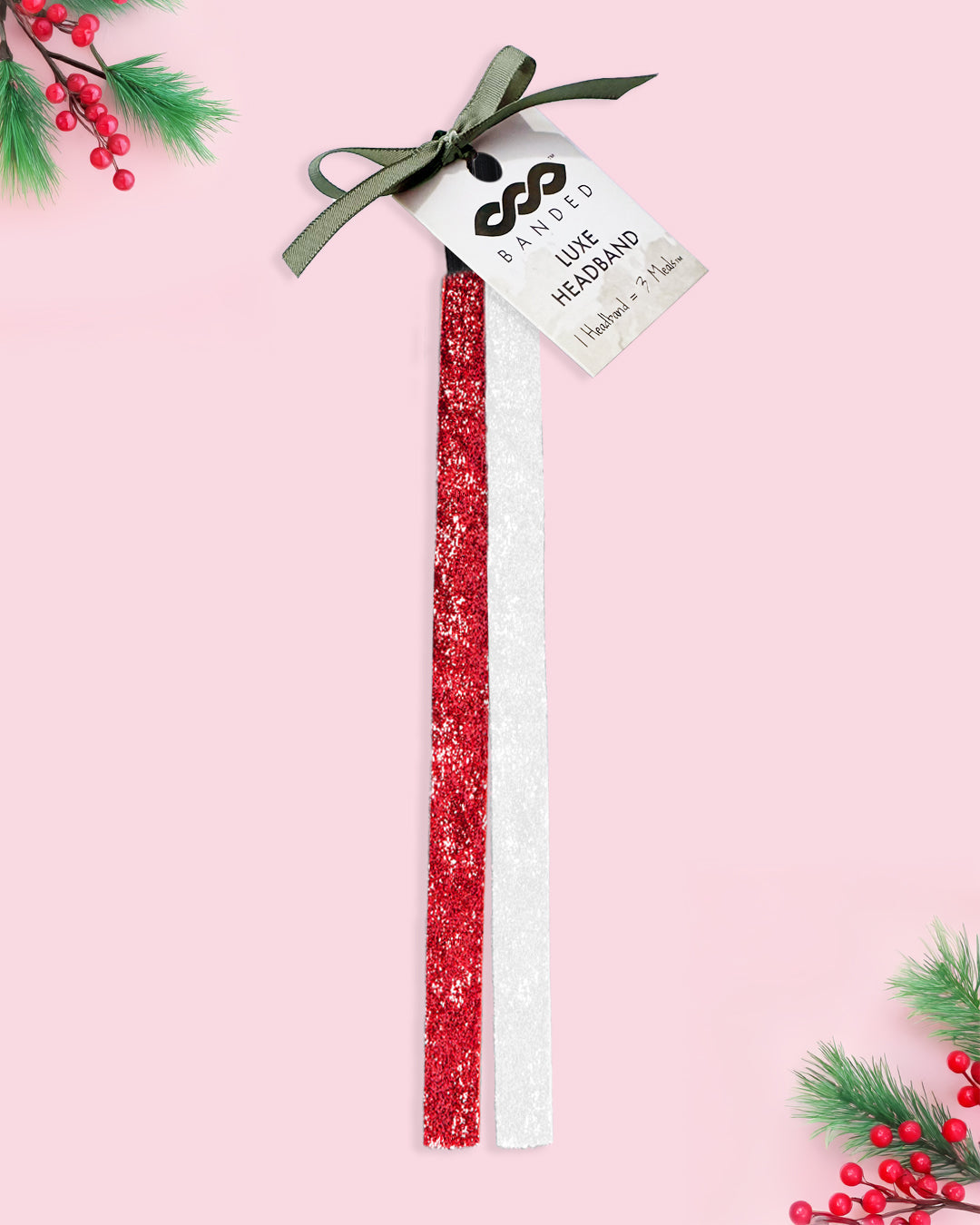 Candy Cane Sparkle Duo -Skinny Headbands 2 Pack